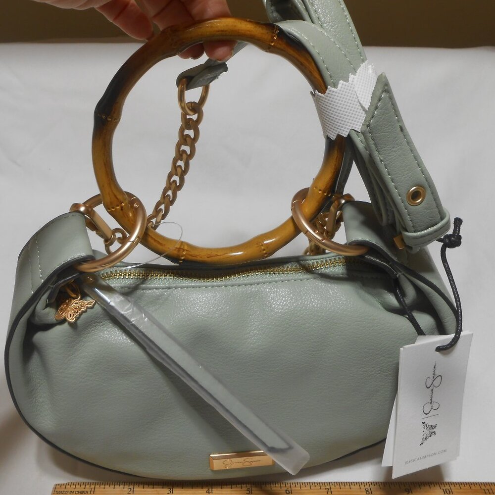 NEW EVANGELINE JESSICA SIMPSON HOBO BAMBOO BRACELET CROSSBODY HANDBAG PURSE 🎁👩